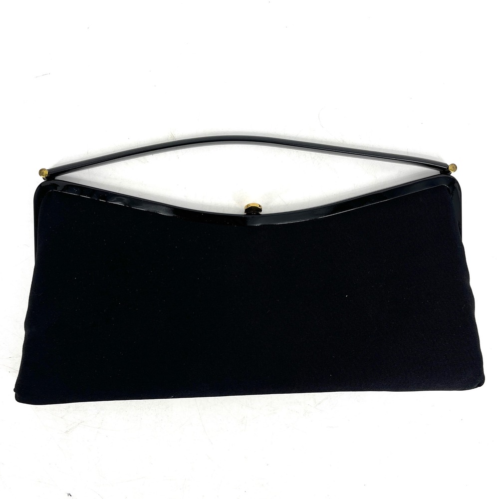 Bobbie Jerome Vintage Black Clutch Evening Bag with Snap‎ Handle Evening Formal